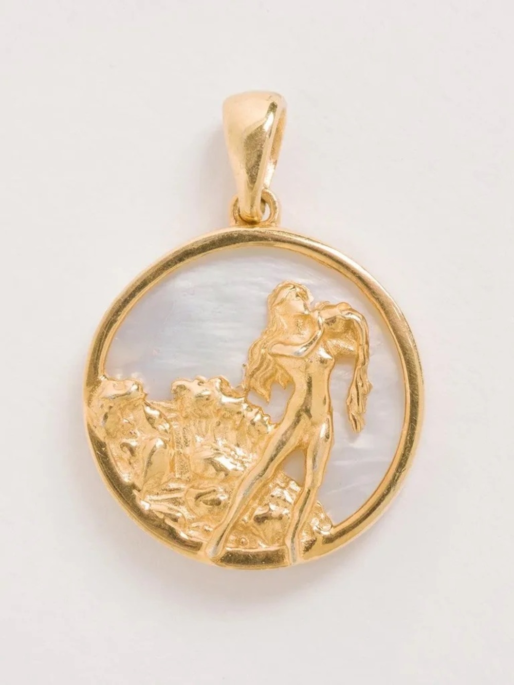 Gold Mother-of-Pearl Virgo Zodiac Pendant Necklace